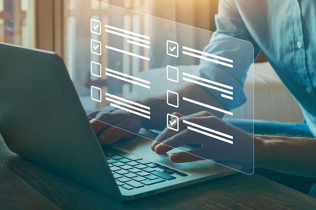 university student answers multiple choice questions of a cybersecurity online course